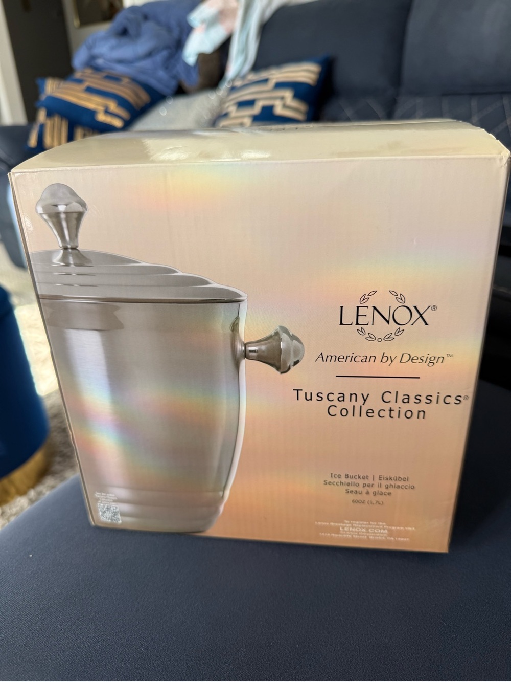 Lenox Silver Tuscany Classics Ice Bucket with Decorative Knob